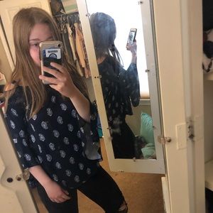 Aéropostale Blue-Off the Shoulder Shirt